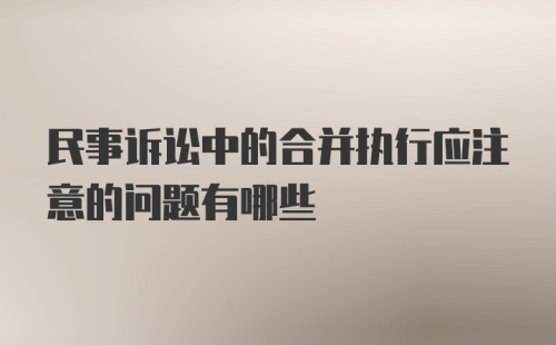 民事诉讼中的合并执行应注意的问题有哪些