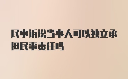 民事诉讼当事人可以独立承担民事责任吗