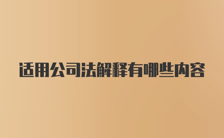 适用公司法解释有哪些内容