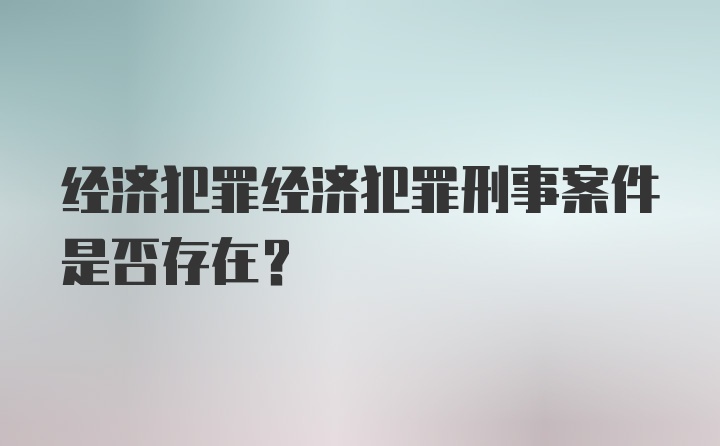 经济犯罪经济犯罪刑事案件是否存在？