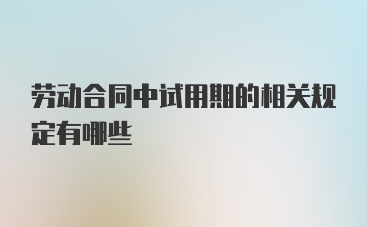 劳动合同中试用期的相关规定有哪些