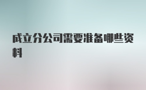 成立分公司需要准备哪些资料