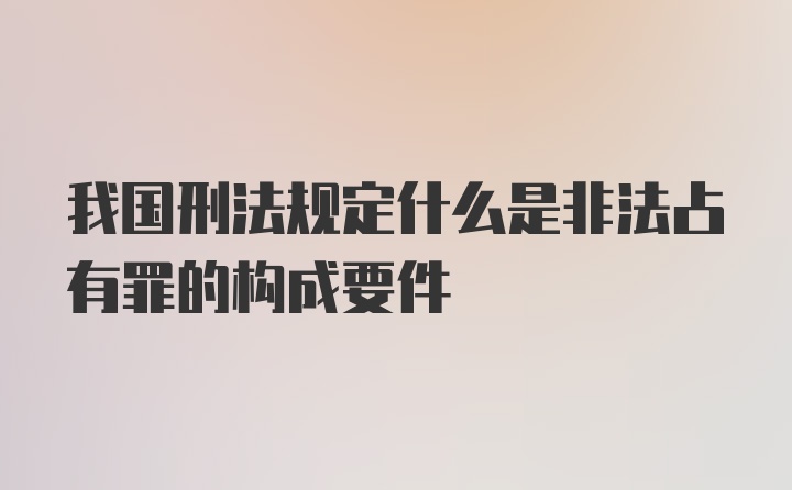 我国刑法规定什么是非法占有罪的构成要件