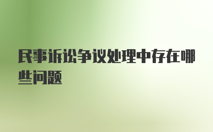 民事诉讼争议处理中存在哪些问题