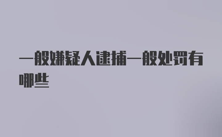 一般嫌疑人逮捕一般处罚有哪些