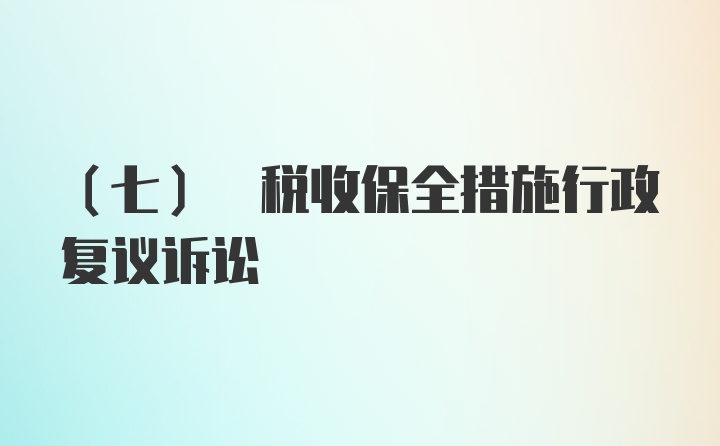 (七) 税收保全措施行政复议诉讼