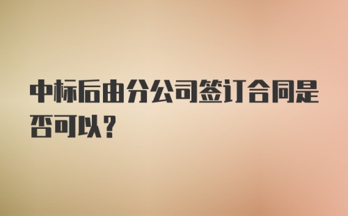 中标后由分公司签订合同是否可以?