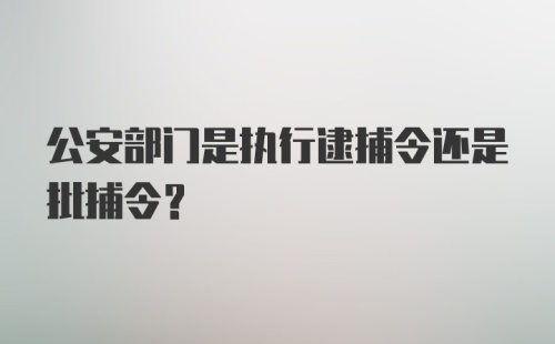 公安部门是执行逮捕令还是批捕令?