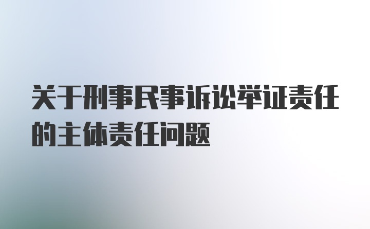 关于刑事民事诉讼举证责任的主体责任问题