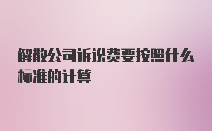 解散公司诉讼费要按照什么标准的计算