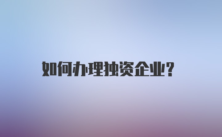 如何办理独资企业？