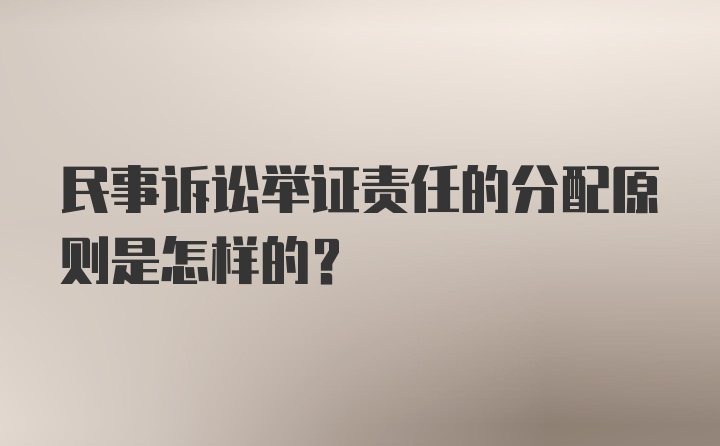 民事诉讼举证责任的分配原则是怎样的？