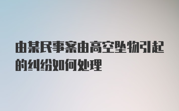 由某民事案由高空坠物引起的纠纷如何处理