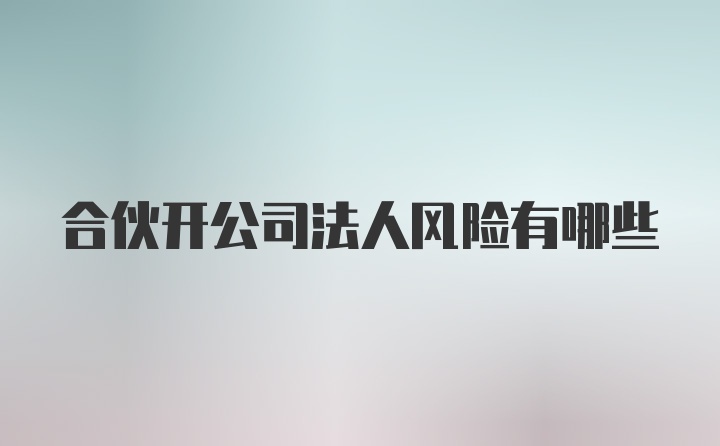 合伙开公司法人风险有哪些