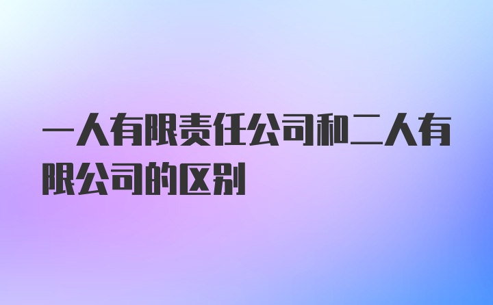 一人有限责任公司和二人有限公司的区别