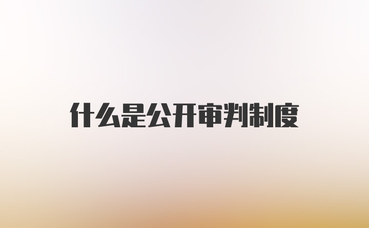 什么是公开审判制度