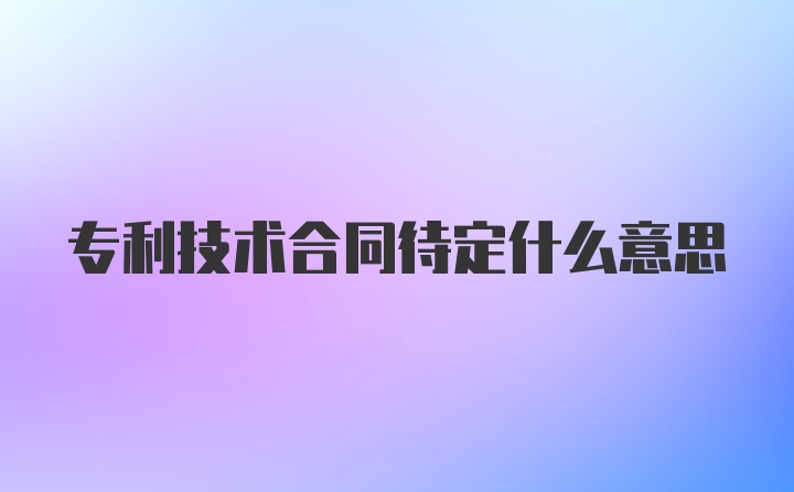 专利技术合同待定什么意思