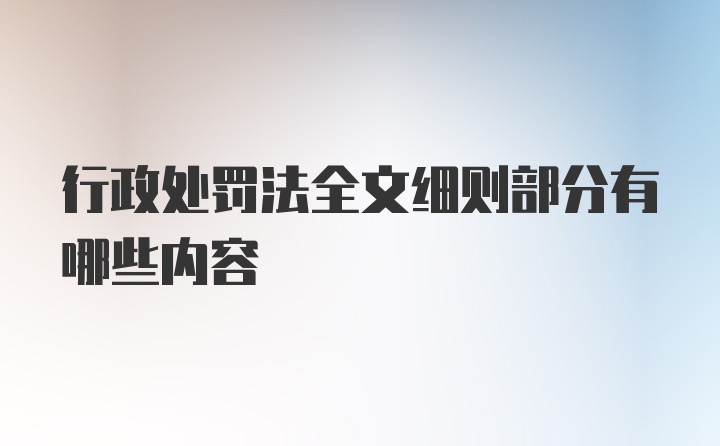 行政处罚法全文细则部分有哪些内容