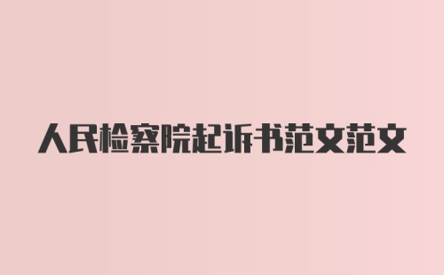 人民检察院起诉书范文范文