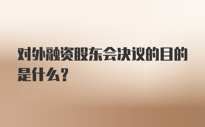 对外融资股东会决议的目的是什么？