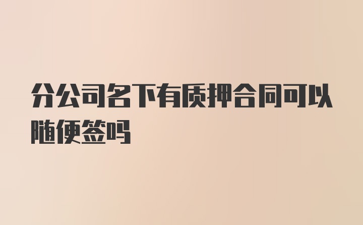 分公司名下有质押合同可以随便签吗