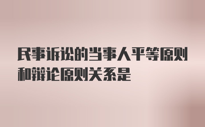 民事诉讼的当事人平等原则和辩论原则关系是