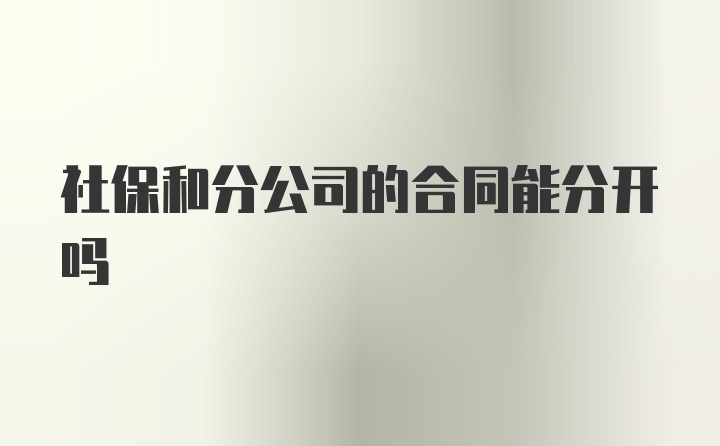 社保和分公司的合同能分开吗