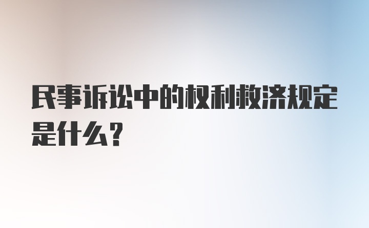 民事诉讼中的权利救济规定是什么？