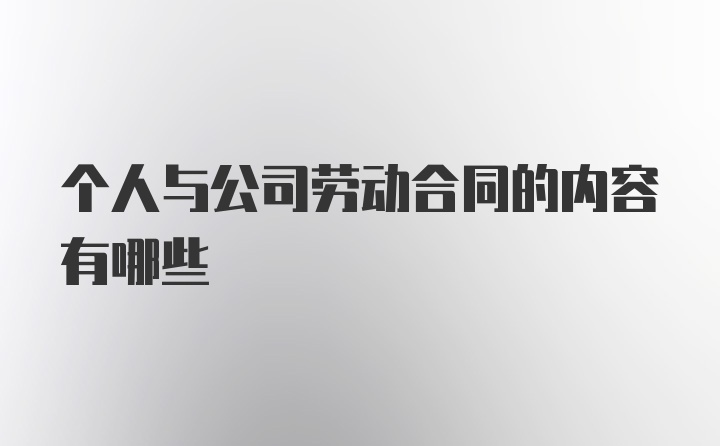 个人与公司劳动合同的内容有哪些