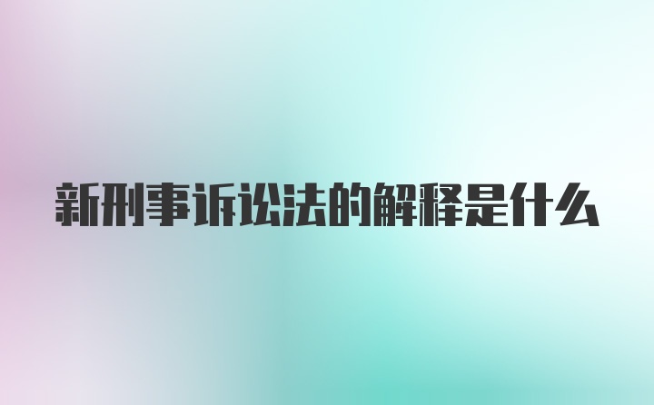 新刑事诉讼法的解释是什么