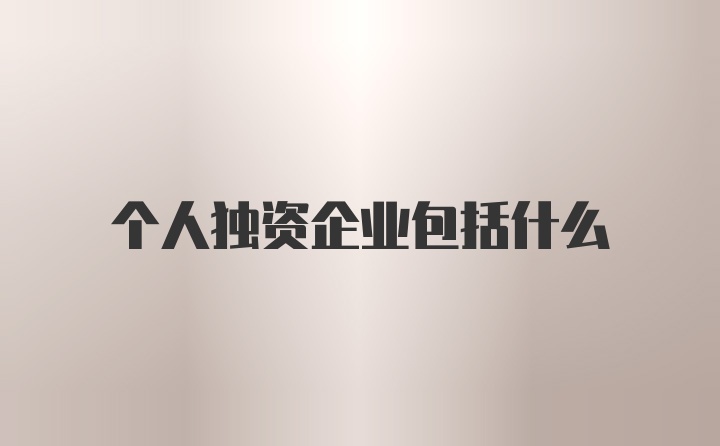 个人独资企业包括什么