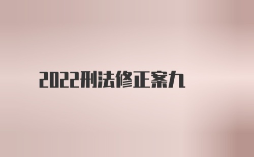 2022刑法修正案九