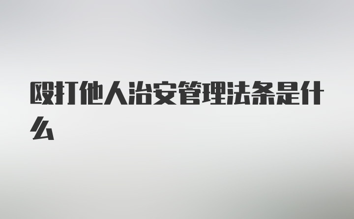 殴打他人治安管理法条是什么