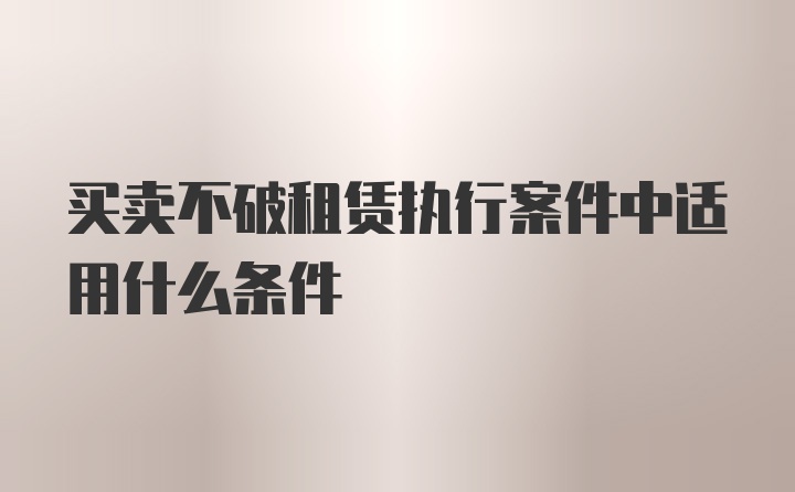 买卖不破租赁执行案件中适用什么条件