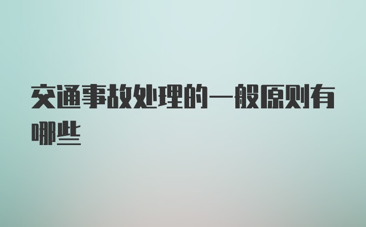 交通事故处理的一般原则有哪些