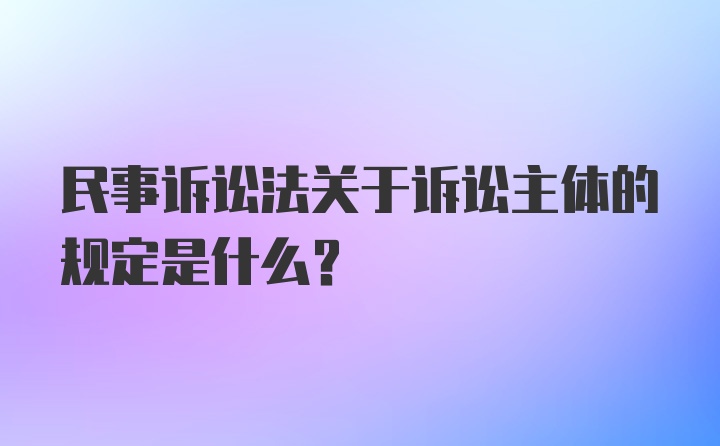 民事诉讼法关于诉讼主体的规定是什么?