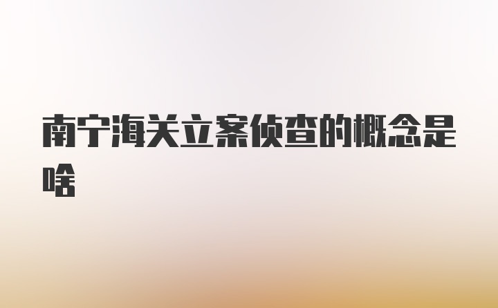 南宁海关立案侦查的概念是啥