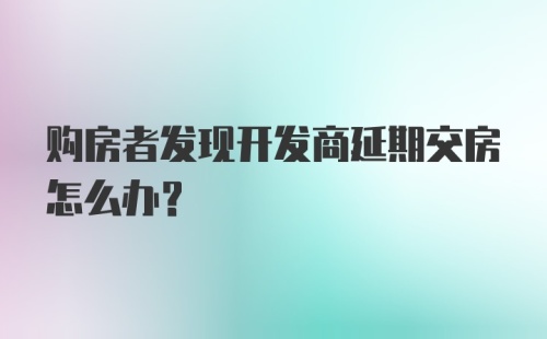 购房者发现开发商延期交房怎么办？