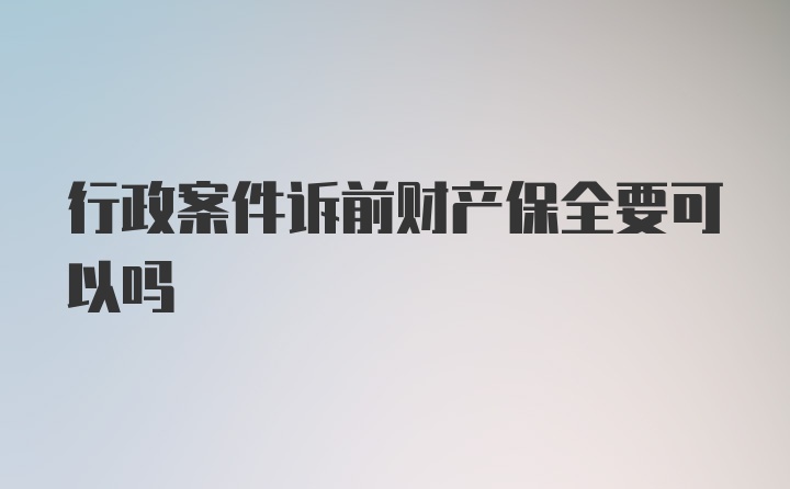 行政案件诉前财产保全要可以吗