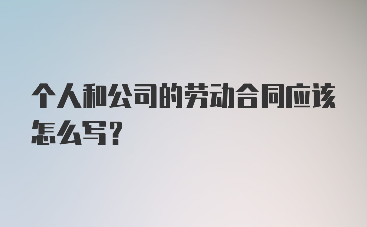 个人和公司的劳动合同应该怎么写？