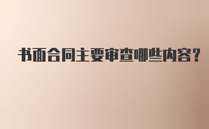 书面合同主要审查哪些内容？