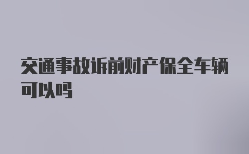 交通事故诉前财产保全车辆可以吗