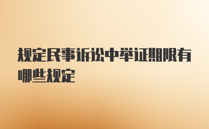 规定民事诉讼中举证期限有哪些规定