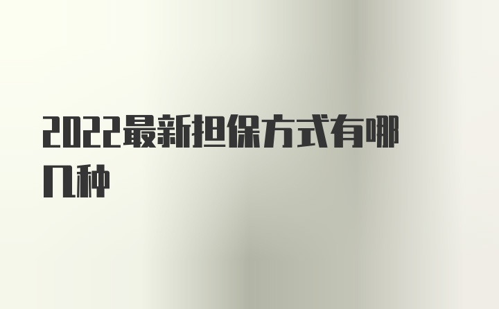 2022最新担保方式有哪几种