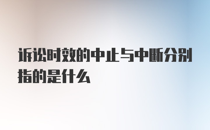 诉讼时效的中止与中断分别指的是什么