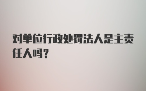 对单位行政处罚法人是主责任人吗？