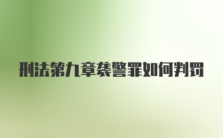 刑法第九章袭警罪如何判罚