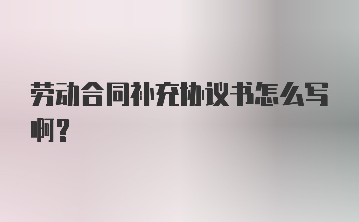 劳动合同补充协议书怎么写啊？