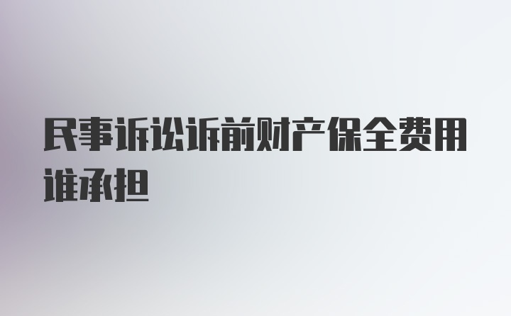 民事诉讼诉前财产保全费用谁承担