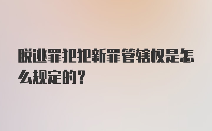 脱逃罪犯犯新罪管辖权是怎么规定的？